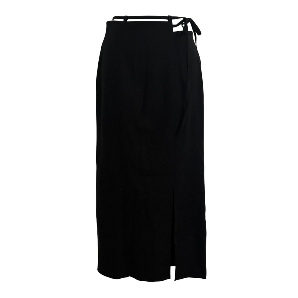 Snidel Women Black Strappy Cutout Tie Waist Slit Straight Pencil Midi Skirt 0